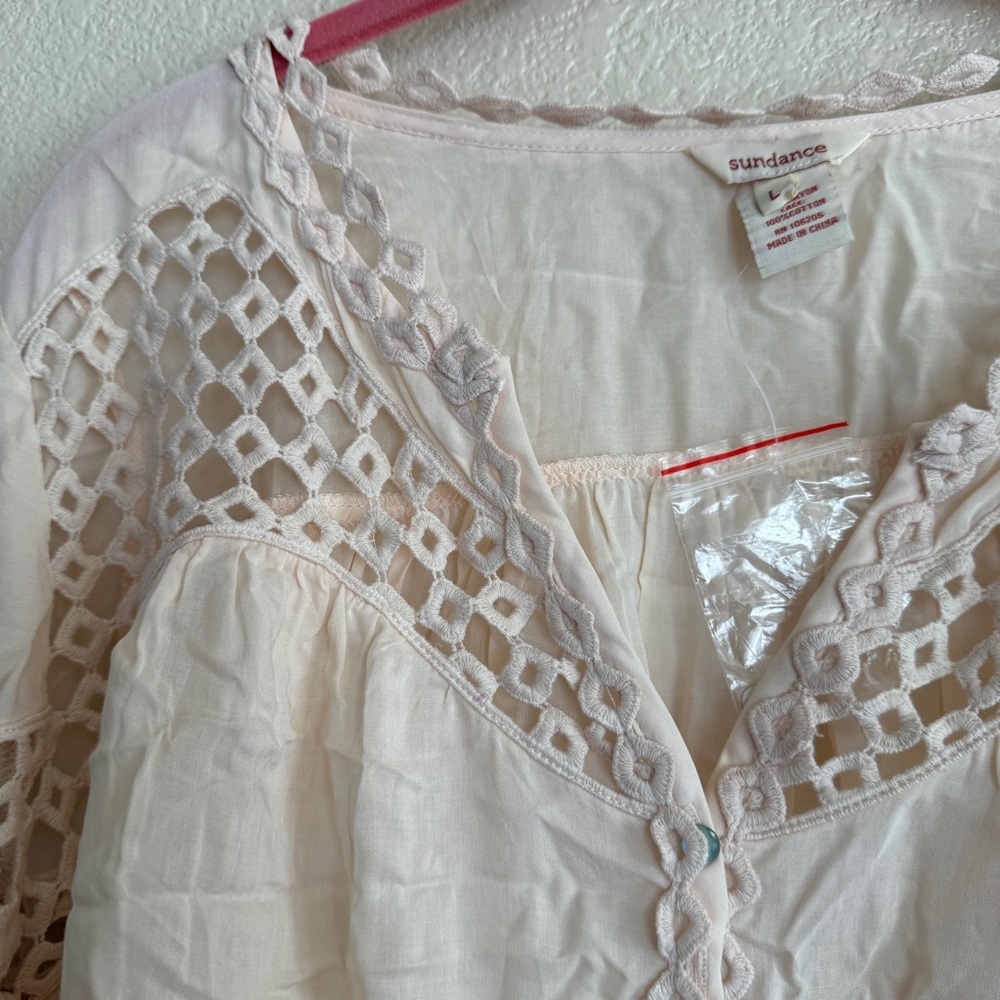 Sundance Cream Blouse with Cut-Out Details Sz L - Picture 5 of 13
